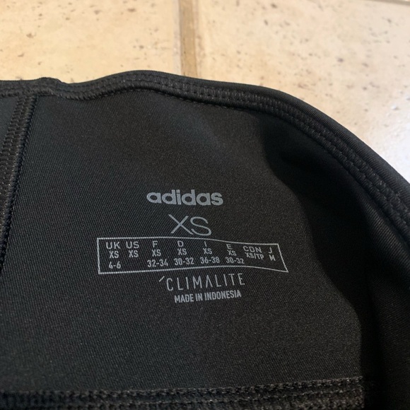 Adidas Black & White 3-Stripe Cropped Leggings - XS Climalite - Picture 3 of 7